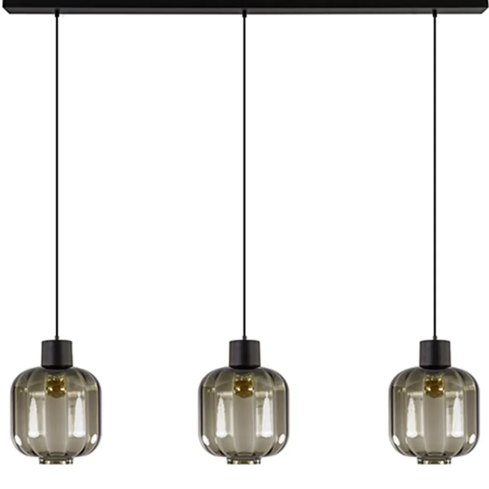 Cheap Straluma Glazen eettafelhanglamp zwart luxury