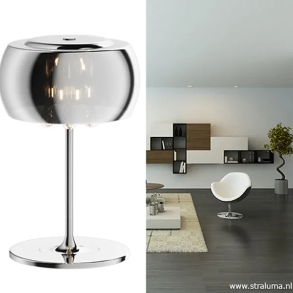 Fashion Straluma Glazen tafellamp Pearl met chroom