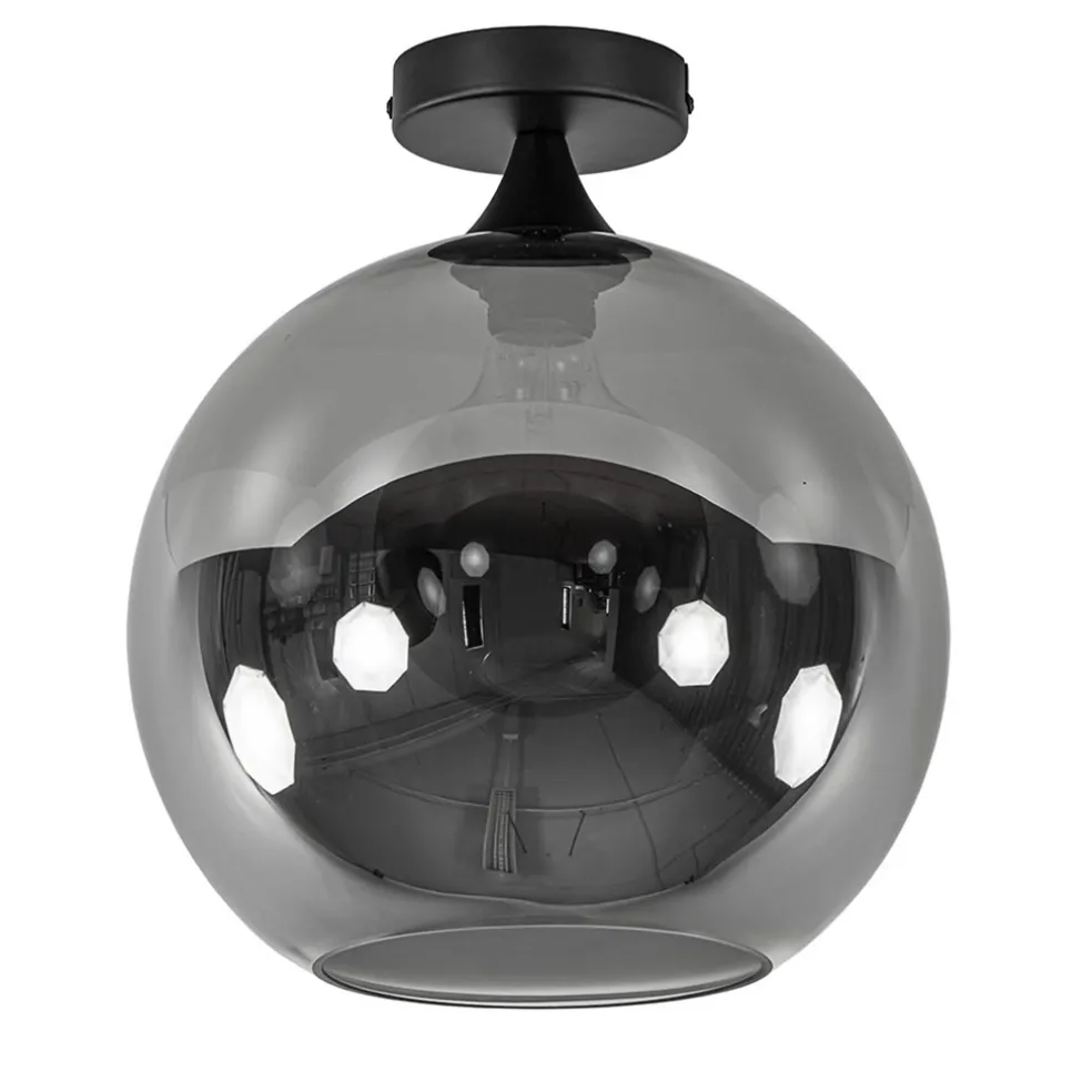 globe_plafondlamp_zwart_m_0.webp Sale Straluma Globe plafondlamp zwart met smoke/titanium glas 30 cm