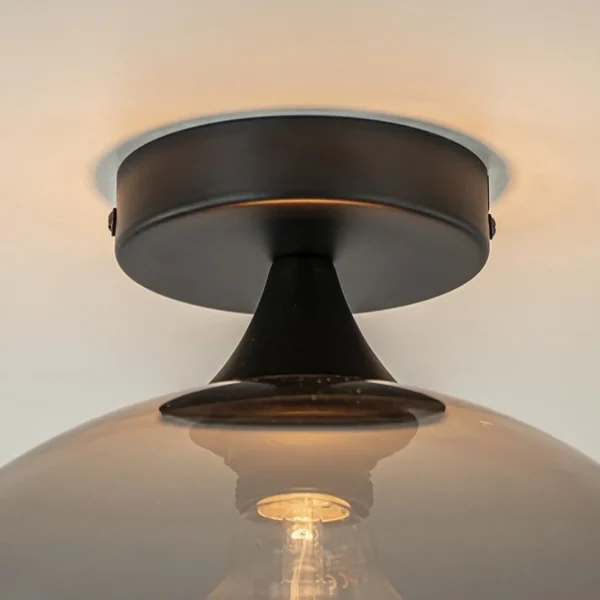 Sale Straluma Globe plafondlamp zwart met smoke/titanium glas 30 cm