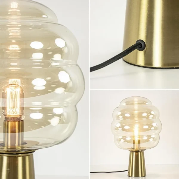 gouden_tafellamp_misty_me_3.webp Fashion Straluma Gouden tafellamp Misty met amber glazen kap L&L