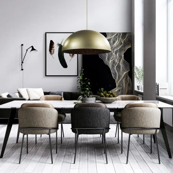 Online Straluma Grote design hanglamp koepel mat goud met zwart 90 cm