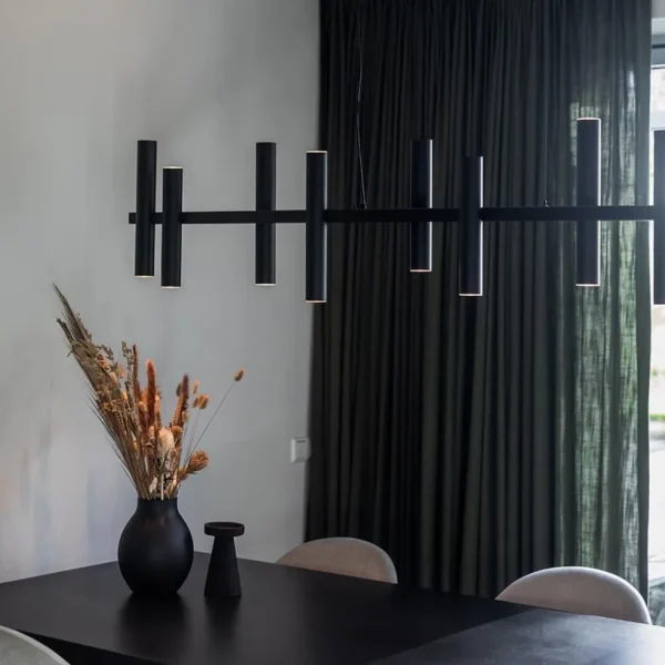 grote_design_hanglamp_tub_4.webp Fashion Straluma Grote design hanglamp tubes mat zwart 14-lichts