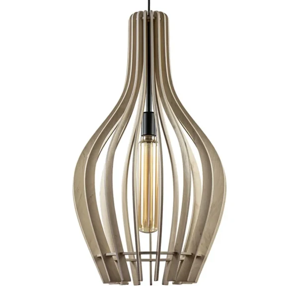 Store Straluma Grote hanglamp blank houten kap met zwart