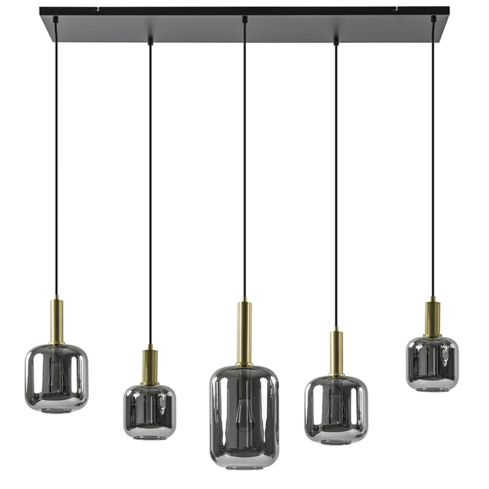 grote_hanglamp_lekar_lich_0.webp New Straluma Grote hanglamp Lekar 5-lichts antiek brons met smoke glas