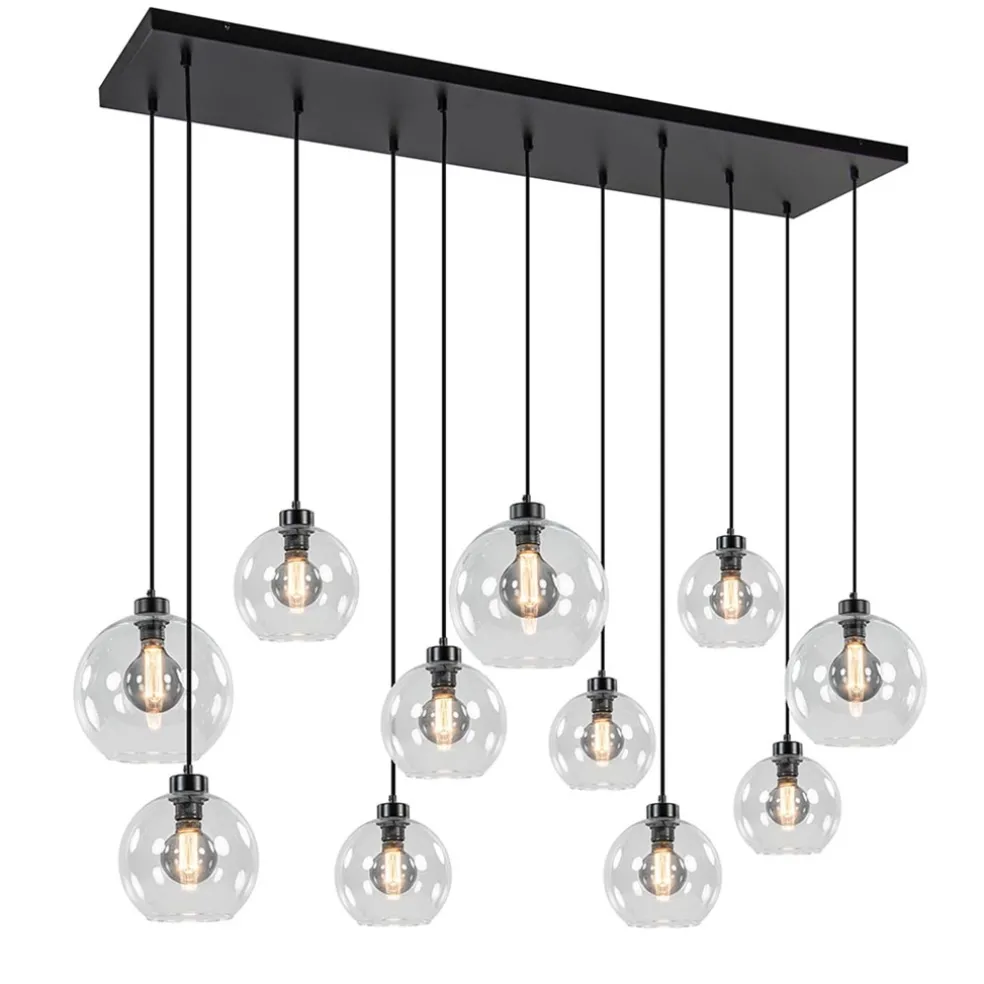 grote_hanglamp_zwart__lic_0.webp Fashion Straluma Grote hanglamp zwart 11- lichts multipendel helder glas