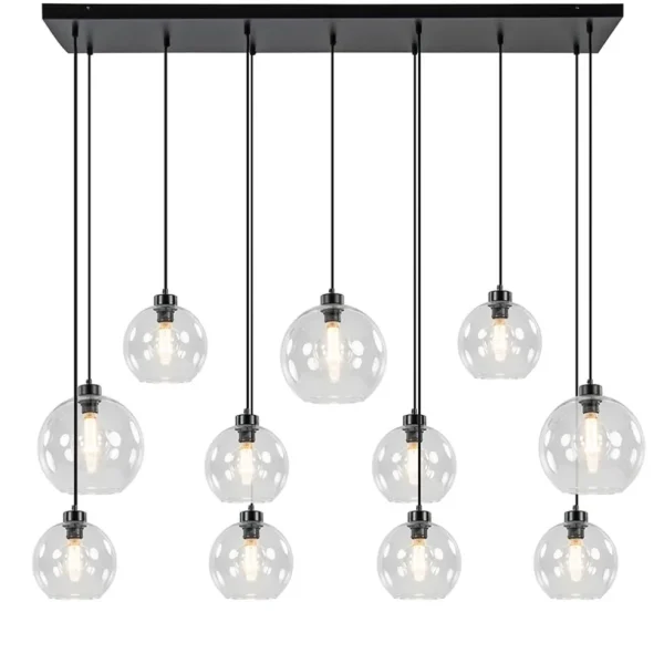 grote_hanglamp_zwart__lic_1.webp Fashion Straluma Grote hanglamp zwart 11- lichts multipendel helder glas