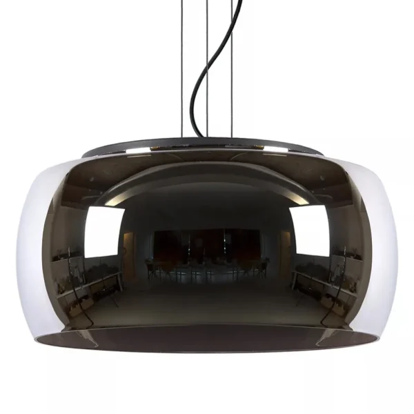 Online Straluma Grote hanglamp zwart met smoke glazen kap