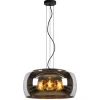Online Straluma Grote hanglamp zwart met smoke glazen kap