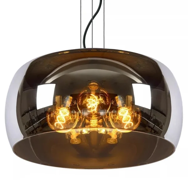 Online Straluma Grote hanglamp zwart met smoke glazen kap