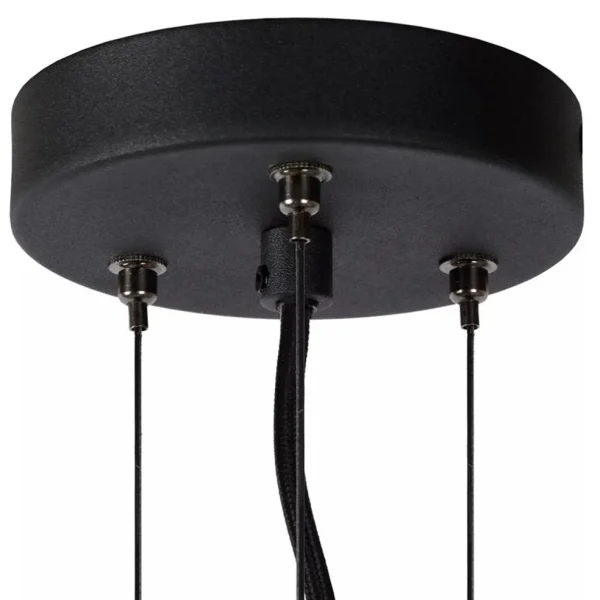 Online Straluma Grote hanglamp zwart met smoke glazen kap