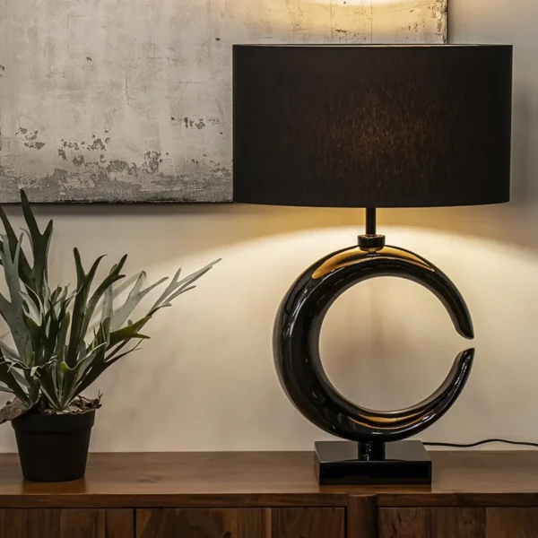 grote_lampvoet_maan_shiny_4.webp Outlet Straluma Grote lampvoet Maan shiny zwart