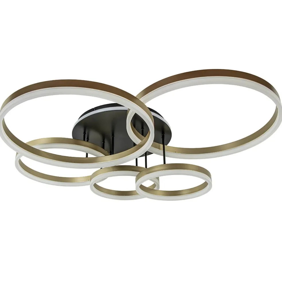 grote_led_plafondlamp_gou_0.webp Store Straluma Grote LED Plafondlamp goud/zwart 3-standen dimbaar