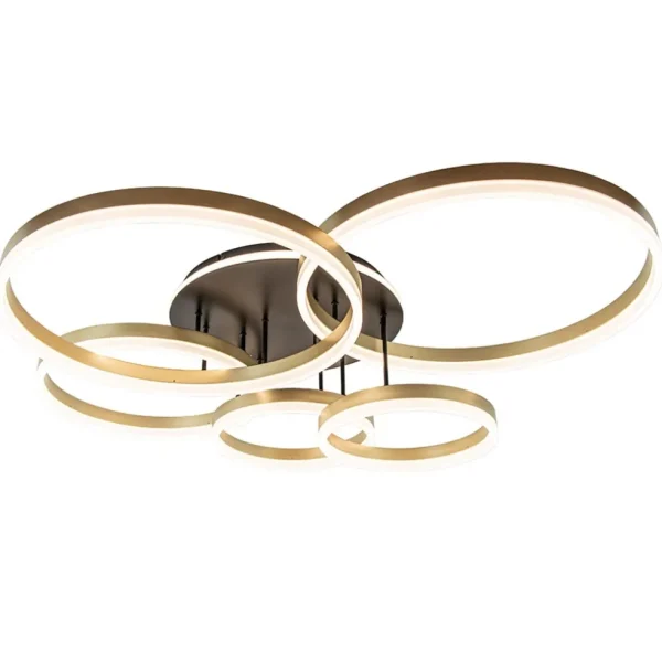 grote_led_plafondlamp_gou_1.webp Store Straluma Grote LED Plafondlamp goud/zwart 3-standen dimbaar