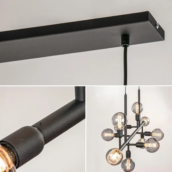 grote_lichts_eettafelhang_2-1.webp Shop Straluma Grote 10-lichts eettafelhanglamp zwart exclusief lichtbronnen