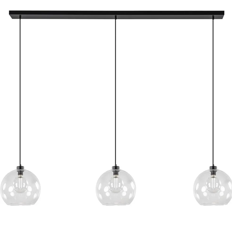 Flash Sale Straluma Grote 3-lichts hanglamp met helder glas en zwarte balk