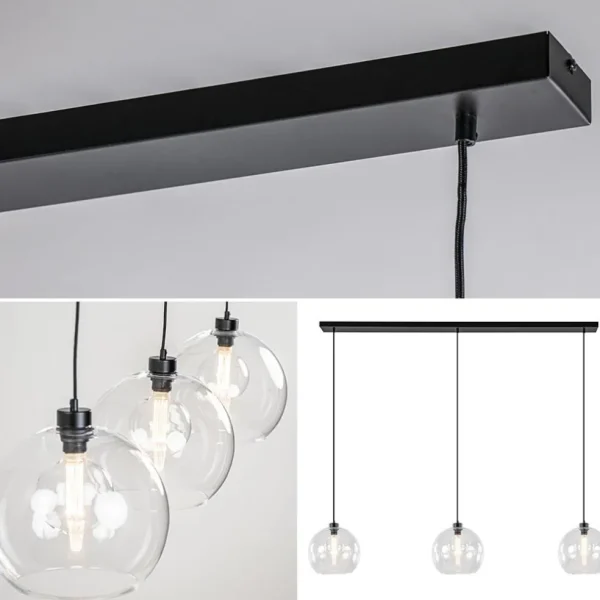 grote_lichts_hanglamp_met_2.webp Flash Sale Straluma Grote 3-lichts hanglamp met helder glas en zwarte balk