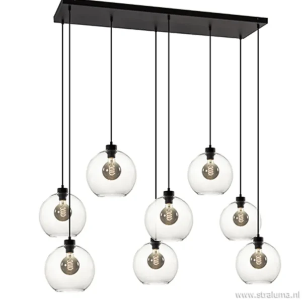 grote_lichts_multipendel__1.webp Outlet Straluma Grote 8-lichts multipendel/ hanglamp met helder glas