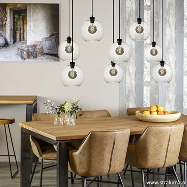 grote_lichts_multipendel__4.webp Outlet Straluma Grote 8-lichts multipendel/ hanglamp met helder glas