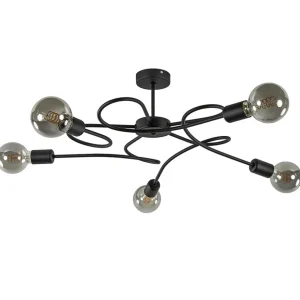 grote_lichts_plafondlamp__0-1.webp Online Straluma Grote 5-lichts plafondlamp zwart exclusief lichtbronnen