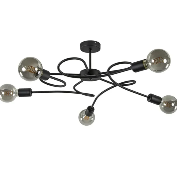 grote_lichts_plafondlamp__0-1.webp Online Straluma Grote 5-lichts plafondlamp zwart exclusief lichtbronnen