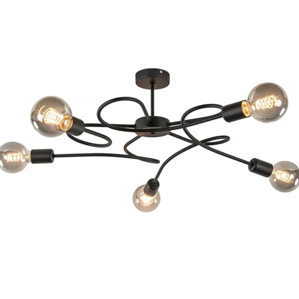 grote_lichts_plafondlamp__1-1.webp Online Straluma Grote 5-lichts plafondlamp zwart exclusief lichtbronnen