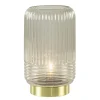 Fashion Straluma Grote Lipa tafellamp batterijen warm licht grijs ribbel glas