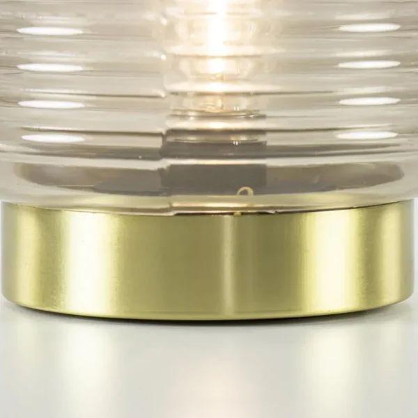 Fashion Straluma Grote Lipa tafellamp batterijen warm licht grijs ribbel glas
