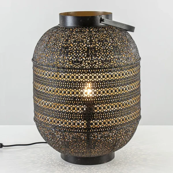 grote_oosterse_tafellamp__1.webp Sale Straluma Grote Oosterse tafellamp lantaarn donker bruin