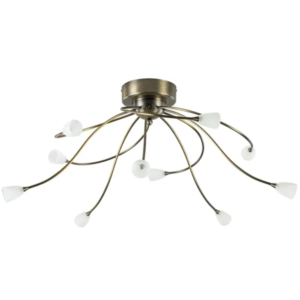 Outlet Straluma Grote plafondlamp brons met wit glas inclusief LED