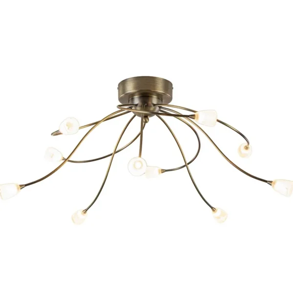 Outlet Straluma Grote plafondlamp brons met wit glas inclusief LED