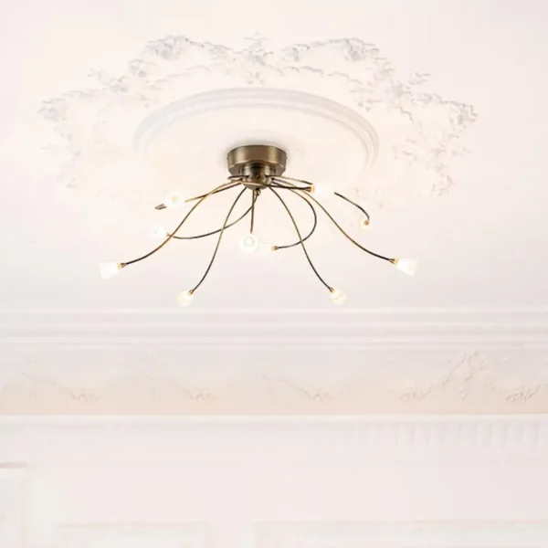 Outlet Straluma Grote plafondlamp brons met wit glas inclusief LED
