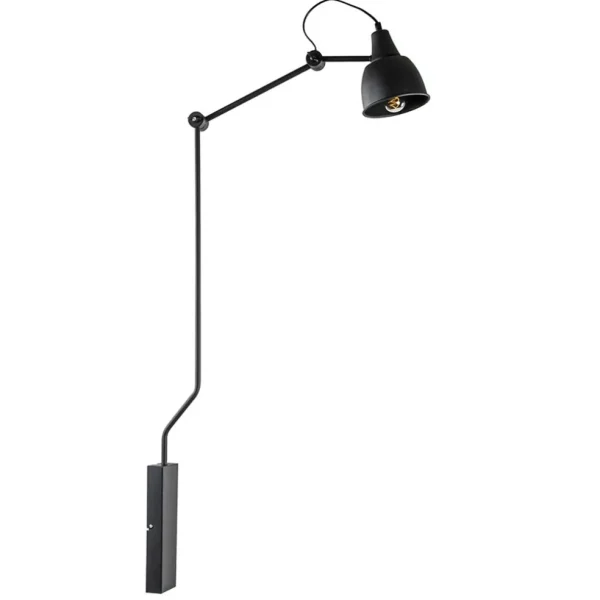 grote_retro_wandlamp_met__0.webp Cheap Straluma Grote retro wandlamp met zwarte kap verstelbaar