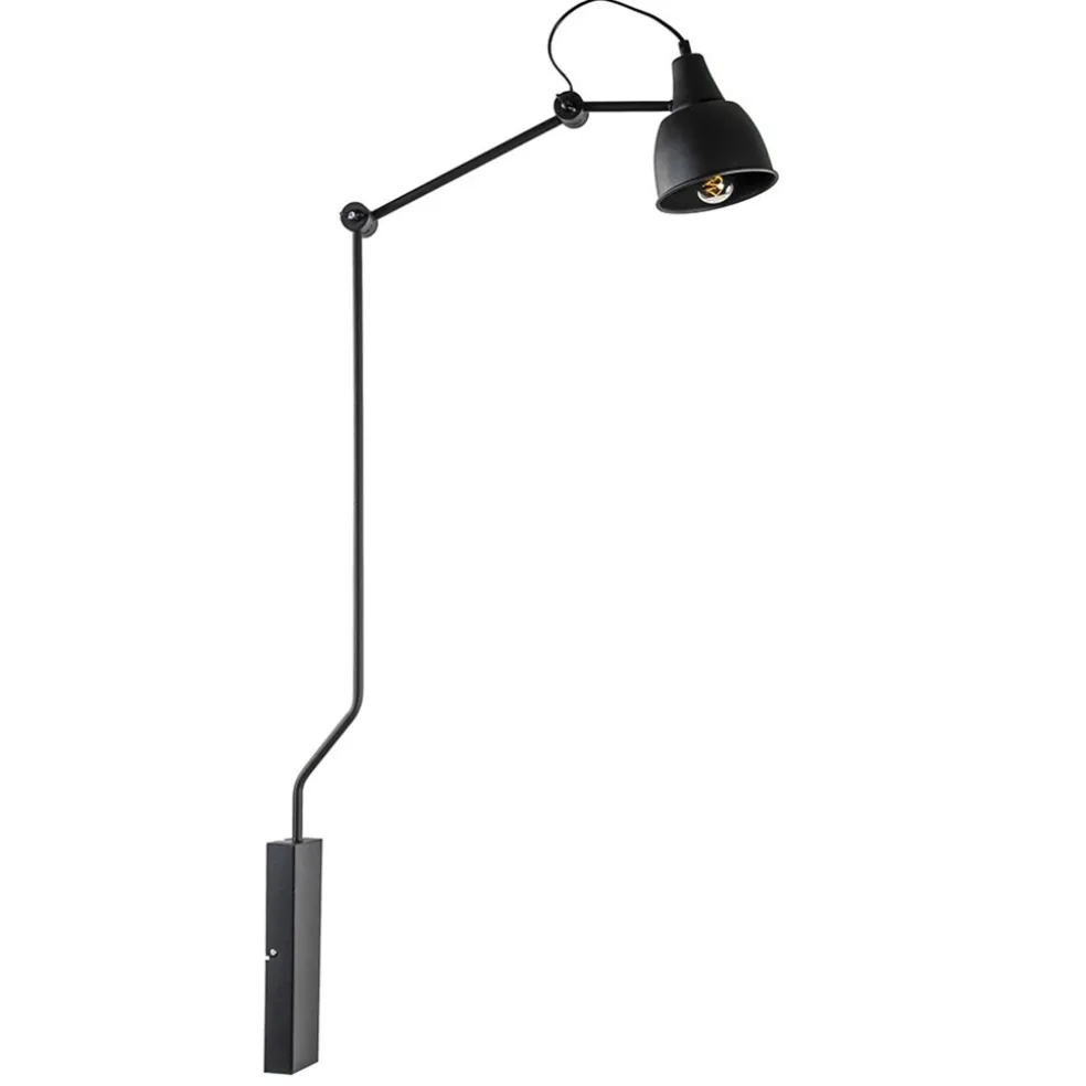 grote_retro_wandlamp_met__0.webp Cheap Straluma Grote retro wandlamp met zwarte kap verstelbaar