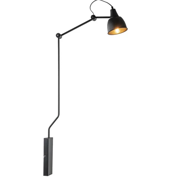 grote_retro_wandlamp_met__1.webp Cheap Straluma Grote retro wandlamp met zwarte kap verstelbaar