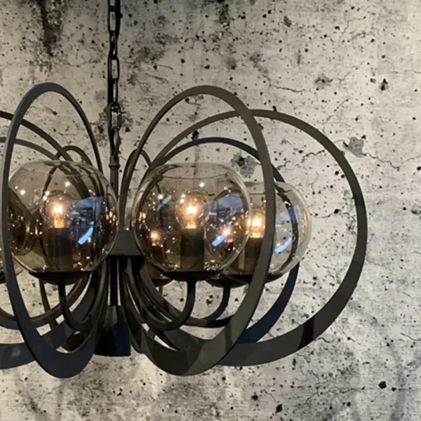 grote_ronde_hanglamp_meta_3.webp Best Straluma Grote ronde hanglamp metaal met smoke glas en spot
