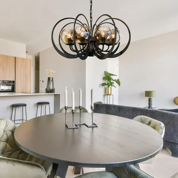 grote_ronde_hanglamp_meta_4.webp Best Straluma Grote ronde hanglamp metaal met smoke glas en spot