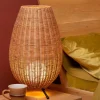New Straluma Grote rotan tafellamp naturel met zwarte pootjes