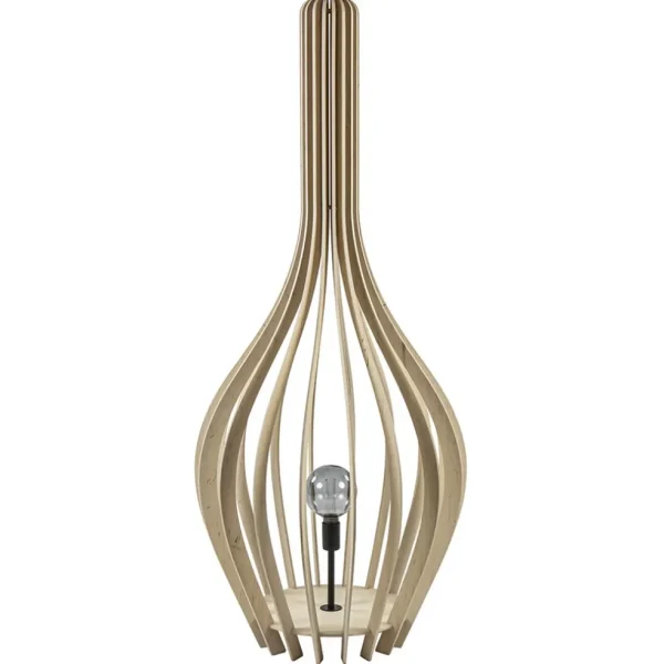 Best Straluma Grote vloerlamp kegel naturel hout met zwart