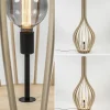 Best Straluma Grote vloerlamp kegel naturel hout met zwart