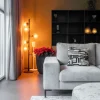 Best Straluma Grote vloerlamp 6-lichts zwart met smoke glazen bollen