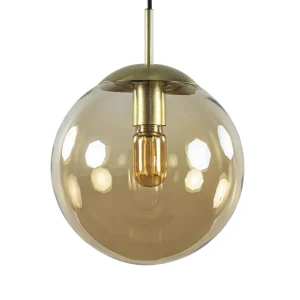 hanglamp_amber_glazen_bol_0.webp New Straluma Hanglamp amber glazen bol 25 cm met messing