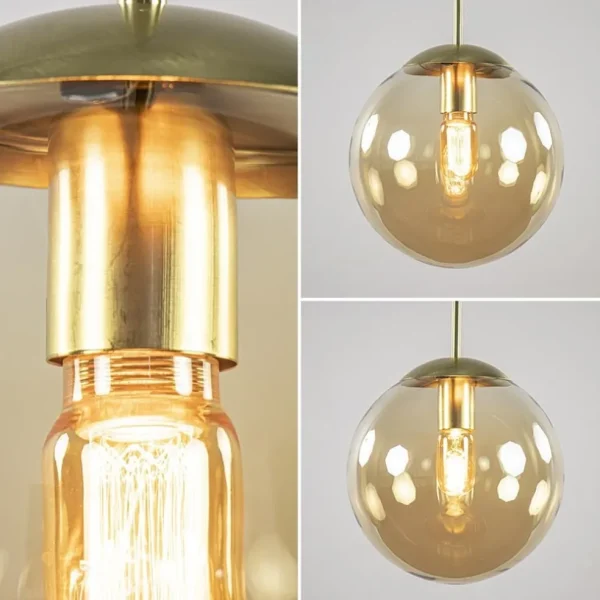 hanglamp_amber_glazen_bol_3.webp New Straluma Hanglamp amber glazen bol 25 cm met messing