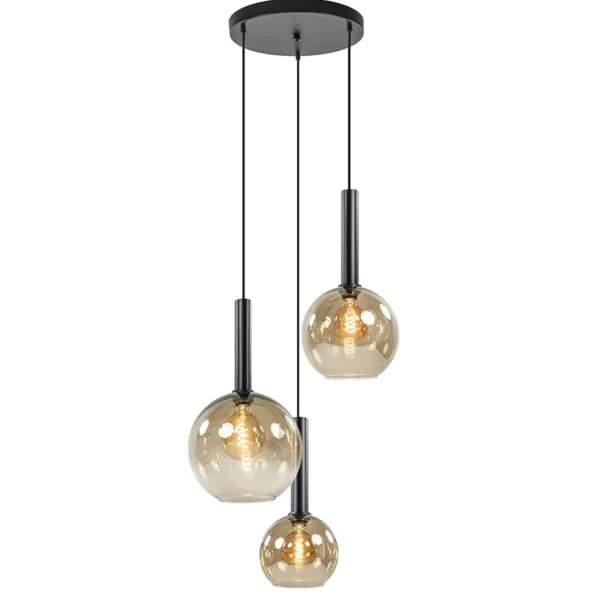 hanglamp_bella_l_rond_zwa_1.webp New Straluma Hanglamp Bella 3L rond zwart+smoke glas