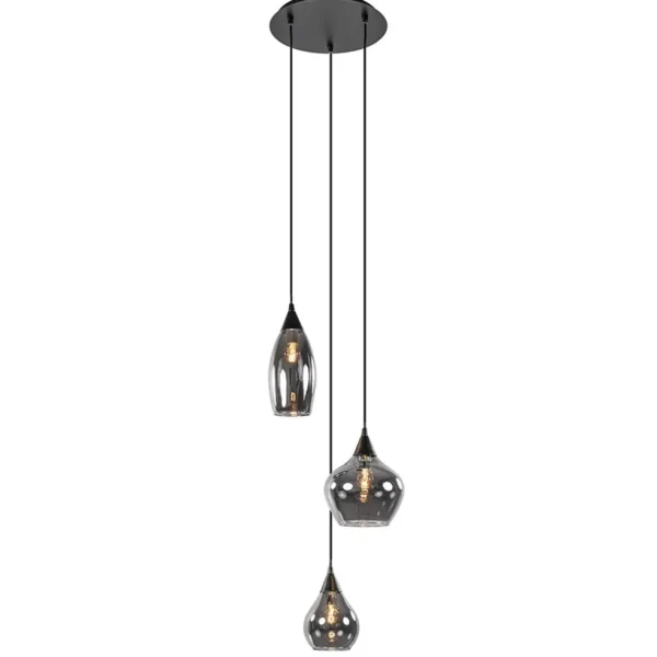 hanglamp_cambio_l_rond_zw_1.webp Clearance Straluma Hanglamp Cambio 3L rond zwart smoke glas