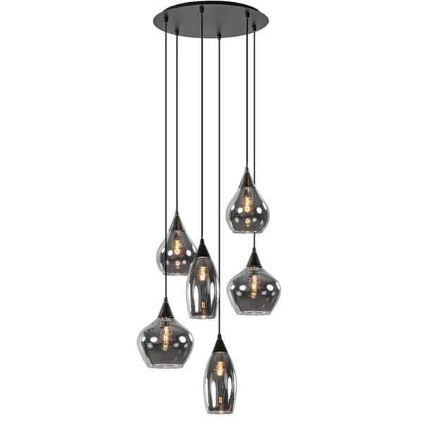 hanglamp_cambio_l_zwart___1.webp Sale Straluma Hanglamp Cambio 6L zwart + smoke glas mix