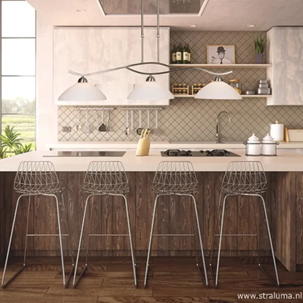 New Straluma Hanglamp Capri staal glas eettafel
