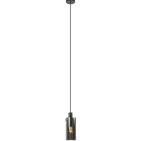 hanglamp_cilinder_zwart_m_1.webp Outlet Straluma Hanglamp cilinder zwart met smoke glas