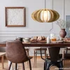 Outlet Straluma Hanglamp 64cm houten lamellen+linnen kap