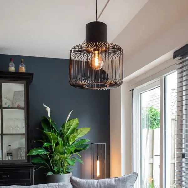 Shop Straluma Hanglamp draad cilinder zwart met klos